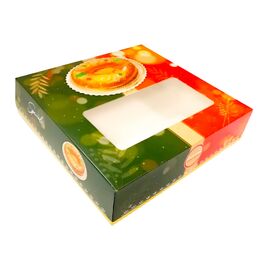 CAJA PARA ROSCON DE REYES ROJA Y VERDE - 40 X 50 X 8 CM