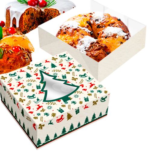 CAJA PARA TARTA ARBOL DE NAVIDAD - 30 X 7,5 CM