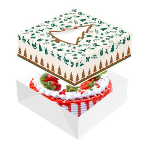 CAJA PARA TARTA ARBOL DE NAVIDAD - 28 X 7,5 CM