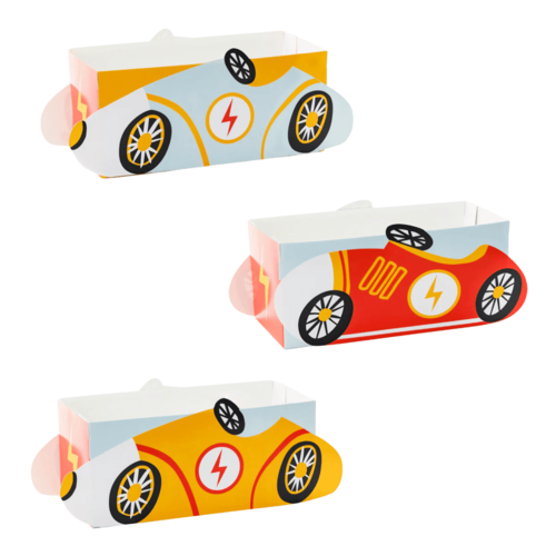 CAJAS DE PAPEL PARA SNACKS PARTYDECO - COCHES