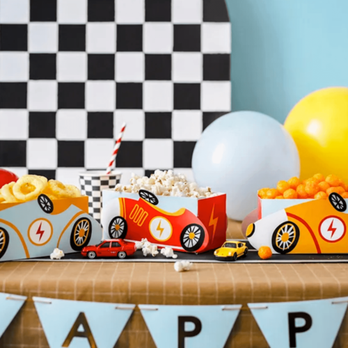 CAJAS DE PAPEL PARA SNACKS PARTYDECO - COCHES