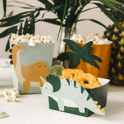 CAJAS DE PAPEL PARA SNACKS PARTYDECO - DINOSAURIOS