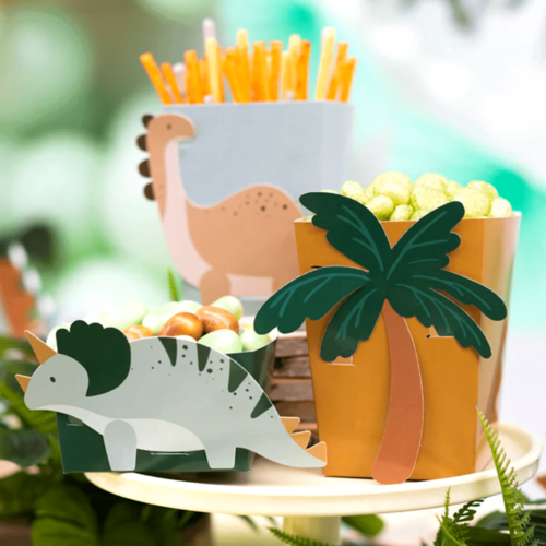 CAJAS DE PAPEL PARA SNACKS PARTYDECO - DINOSAURIOS