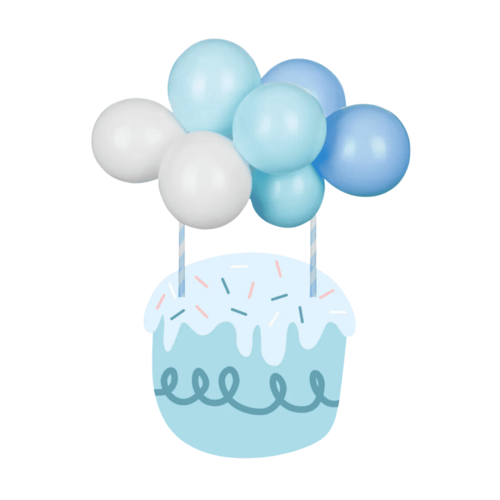 TOPPER PARA TARTA GLOBOS PARTYDECO - AZULES