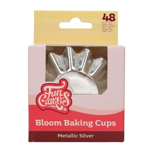 CAPSULAS CUPCAKES PARA HORNEAR "BLOOM" FUNCAKES - PLATA METALICO