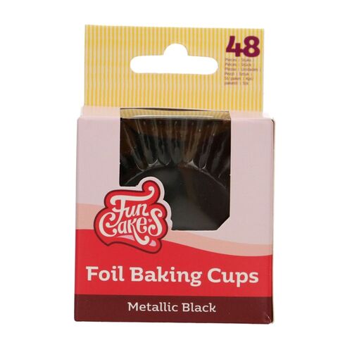 CAPSULAS CUPCAKES PAPEL ALUMINIO "FOIL" FUNCAKES - NEGRO METALICO