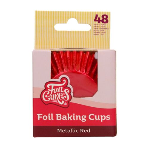 CAPSULAS CUPCAKES PAPEL ALUMINIO "FOIL" FUNCAKES - ROJO METALICO