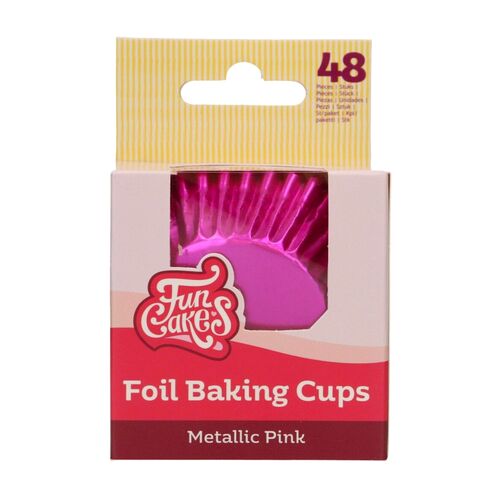 CAPSULAS CUPCAKES PAPEL ALUMINIO "FOIL" FUNCAKES - ROSA METALICO