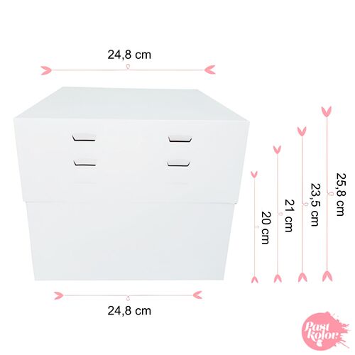 SET 10 CAJAS PARA TARTA ALTURAS AJUSTABLES + BASES REDONDAS PLATA - 24 CM Ø