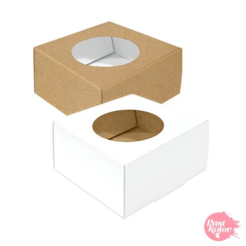 CAJA PARA GALLETAS CUADRADA REVERSIBLE - BLANCA Y KRAFT