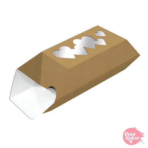 CAJA PARA DULCES KRAFT CON VENTANA CORAZONES