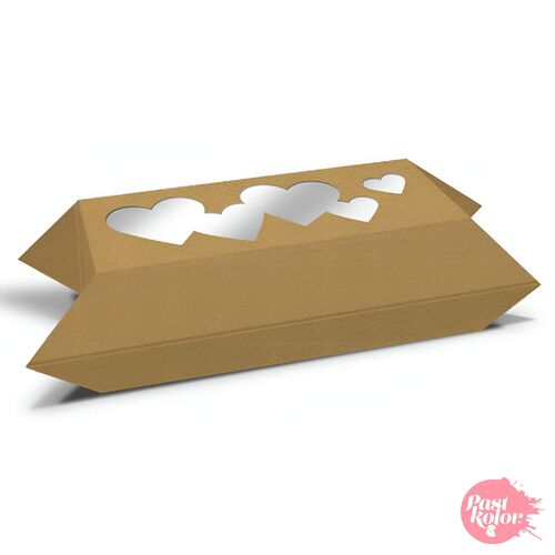 CAJA PARA DULCES KRAFT CON VENTANA CORAZONES