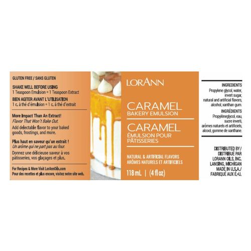 EMULSION DE PANADERIA LORANN - CARAMELO / CARAMEL (118 ML)