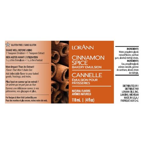 EMULSION DE PANADERIA LORANN - CANELA / CINNAMON SPICE (118 ML)