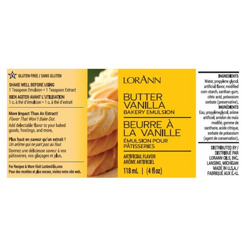 EMULSION DE PANADERIA LORANN - MANTEQUILLA VAINILLA / BUTTER VANILLA (118 ML)