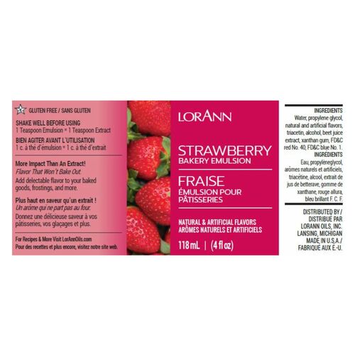 EMULSION DE PANADERIA LORANN - FRAMBUESA / RASPBERRY (118 ML)