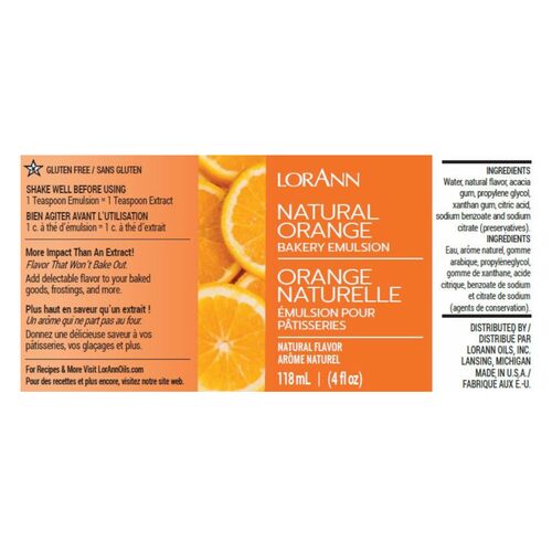 EMULSION DE PANADERIA LORANN - NARANJA / NATURAL ORANGE (118 ML)