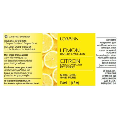 EMULSION DE PANADERIA LORANN - LIMON / LEMON (118 ML)