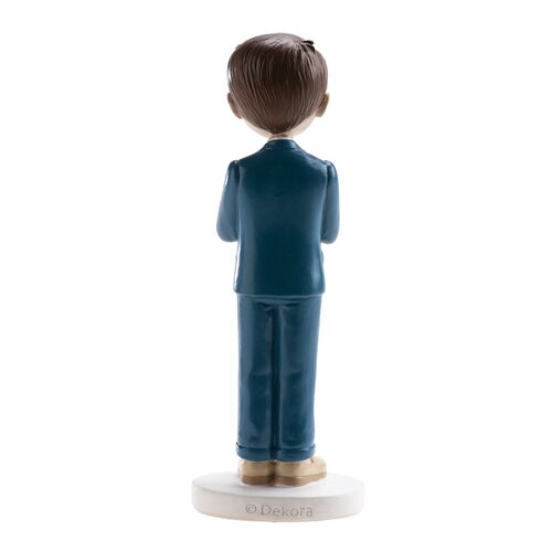 FIGURA PARA TARTA COMUNION - NIÑO CON TRAJE AZUL Y ROSARIO