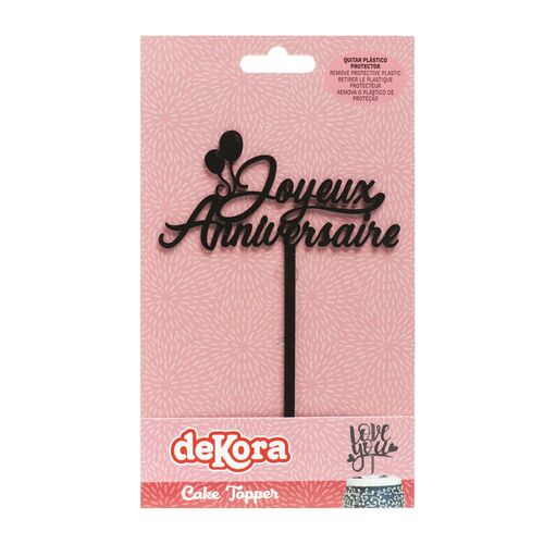 TOPPER PARA TARTA NEGRO DEKORA - "JOYEUX ANNIVERSAIRE"