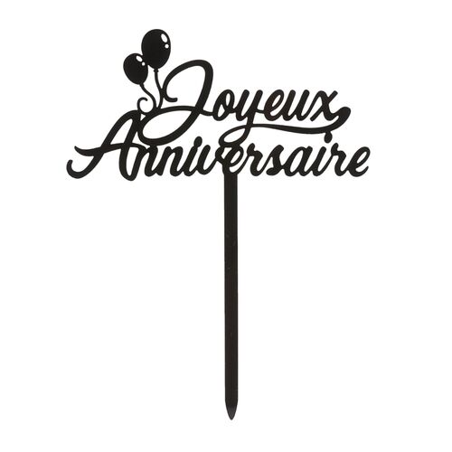 TOPPER PARA TARTA NEGRO DEKORA - "JOYEUX ANNIVERSAIRE"